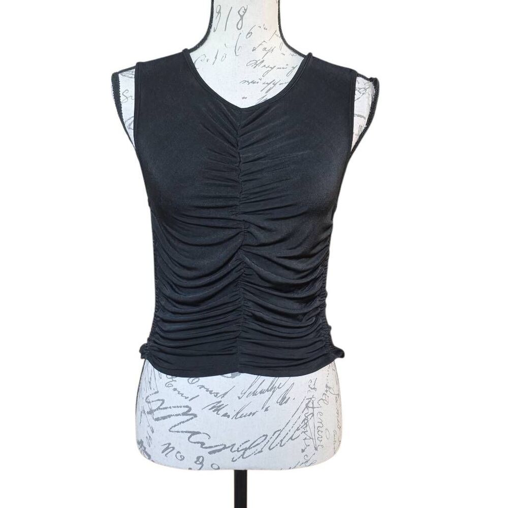 And Now This Women's Size XL Black Semi Sheer Cropped Tank